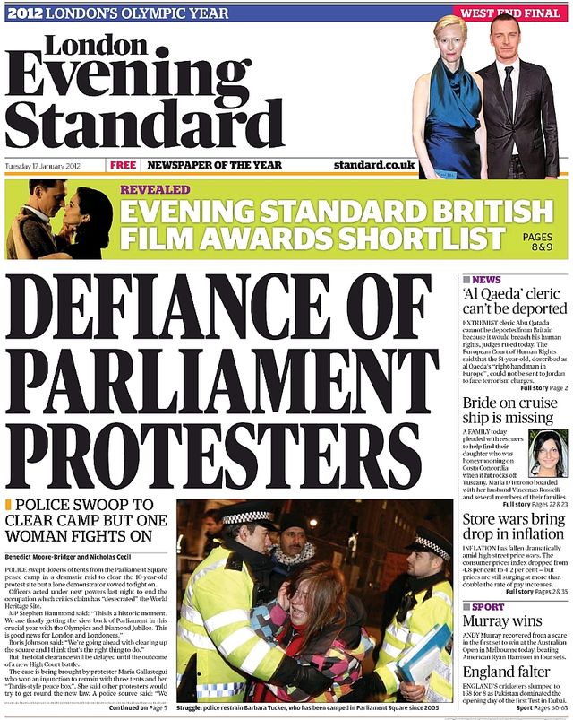 London Evening Standard, 17 January 2012