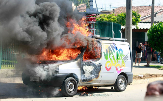 Media Truck set on fire