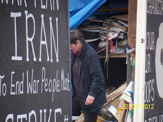A massive box full of banners untouched by the police