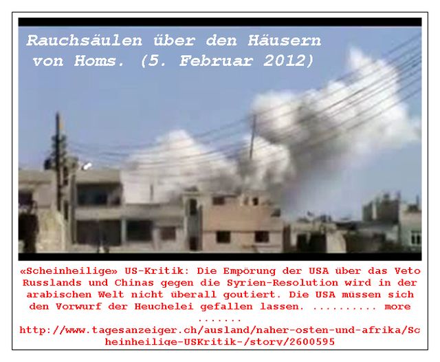 Rauchsäulen über den Häusern von Homs