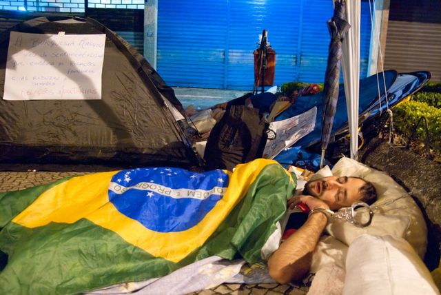 Pedro Rios handcuffed and on hunger strike