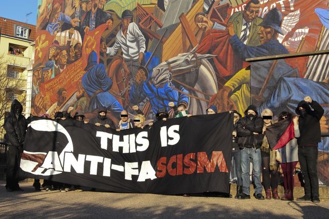 London anti-fascists memorial demo