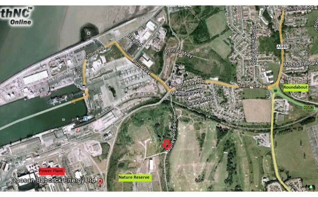 map of Heysham power station and nature reserver