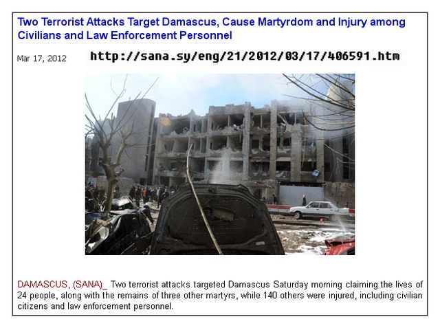 Two Terrorist Attacks Target Damascus