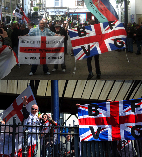 Far-right hand-signals at the March For England (bottom left)