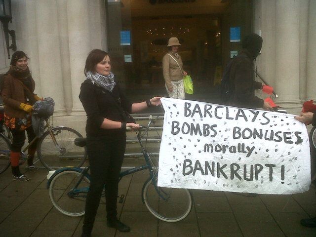 Critical Mass outside Barclays on North Street