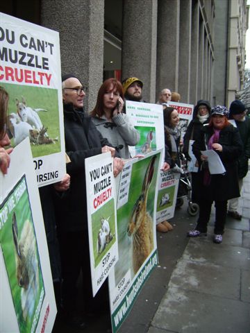 Protesters call for a ban on hare coursing in Ireland