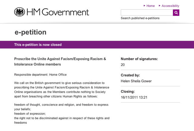 EDL petition by Helen Gower