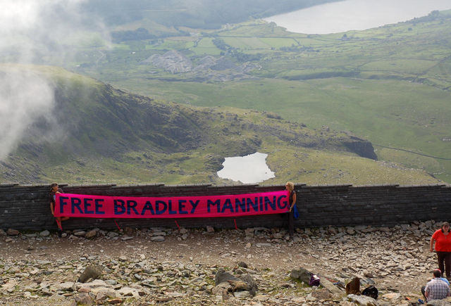 Free Bradley Manning Big Pink Banner