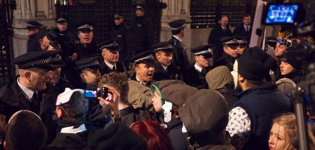 police lines push forward