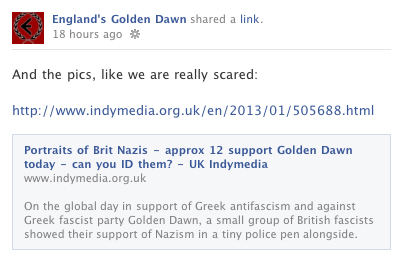 Golden Dawn share link to this Indymedia thread with supporters