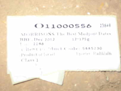 Labels obtained from Tomer stating that Hadiklaim is the exporter