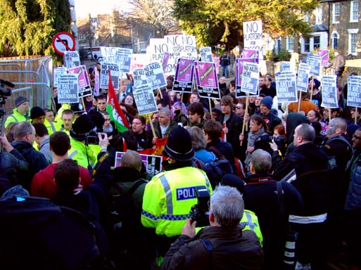 Blockading the back of the Union building.