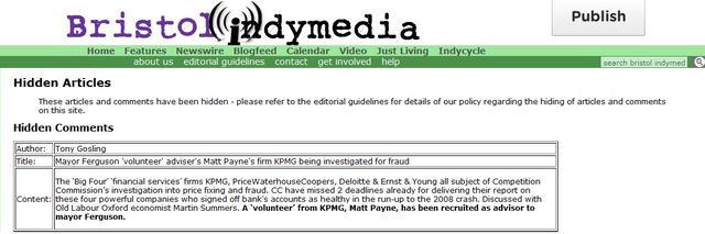 part of article on hidden page with link removed