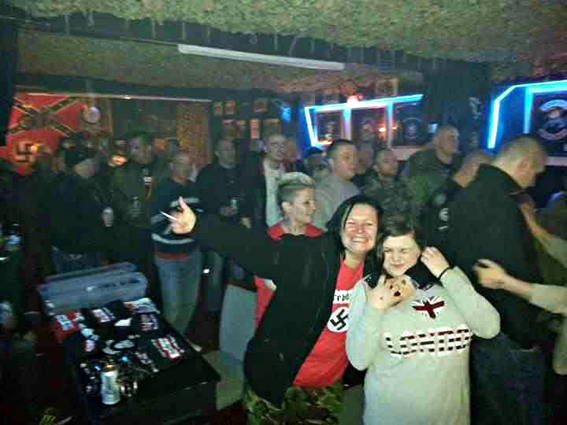 JoJo Meadows (Swastika shirt) at the B&H gig