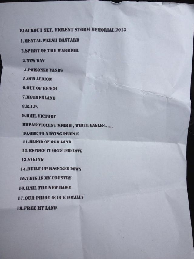 Blackout (Nazi band) song-sheet