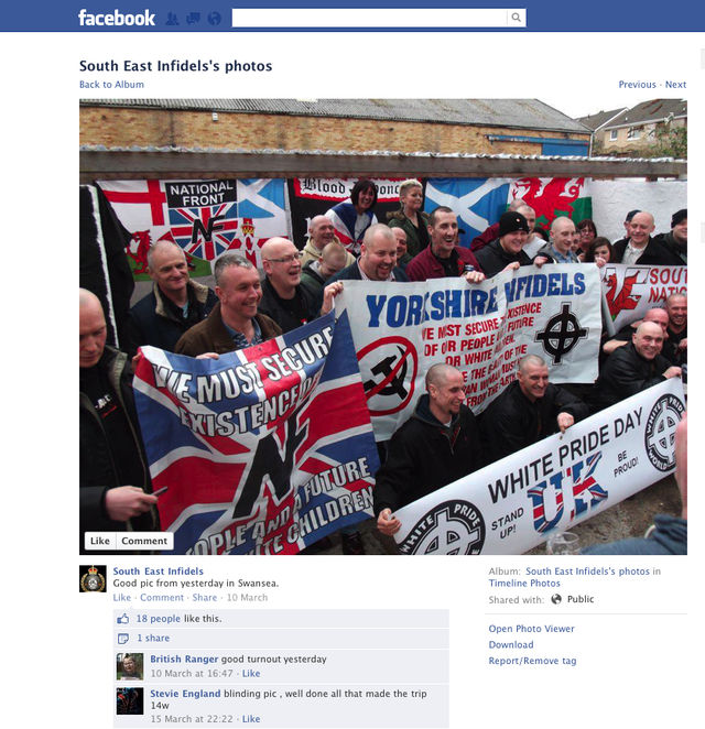 South East Infidels praising NF + Blood & Honour photo from Swansea