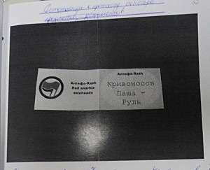 Fake “membershop card of Antifa-RASH”,planted to Pavel during search of his home