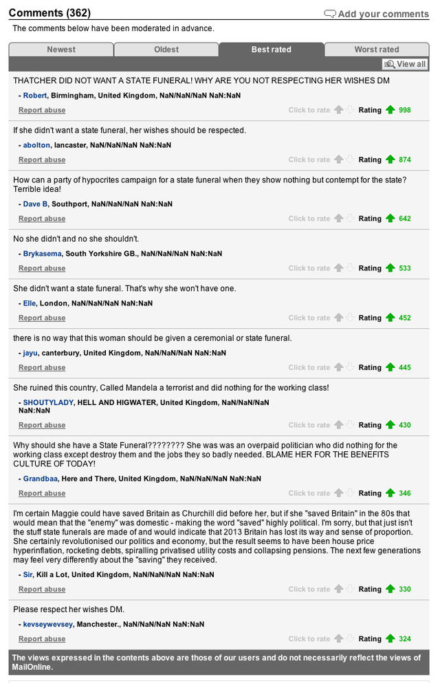 Margaret Thatcher - Daily Mail