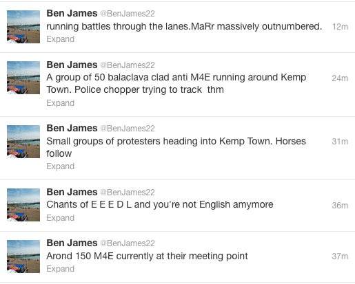 Running battles... Fascists "Massively outnumbered"...