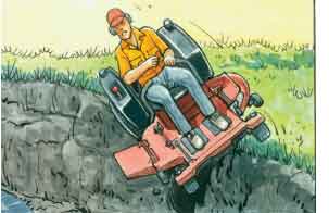 mowing on hillsides is especially dangerous