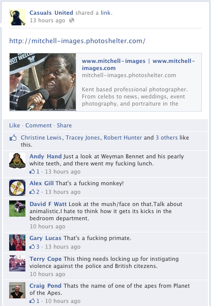 Casuals United - blatant racism