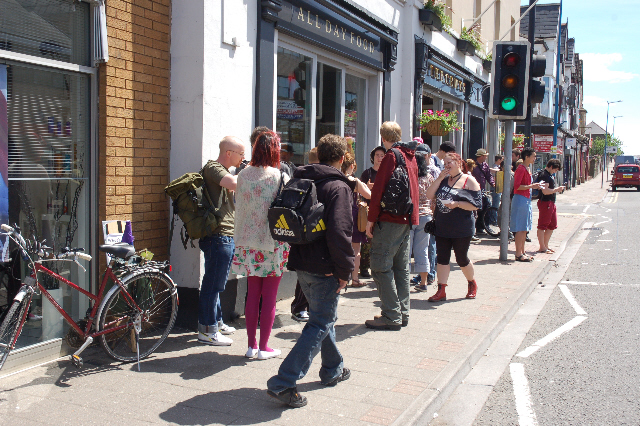 anti-fascists gather outside the crwys pub