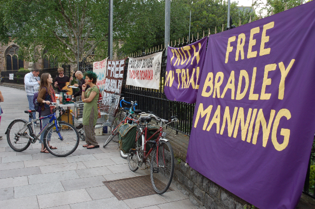 New banners up at Cardiff Food Not Bombs weekly hot meal for the masses