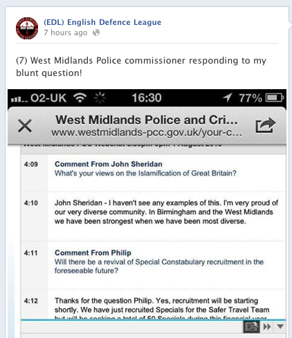 BNP activist John Sheridan is still EDL admin