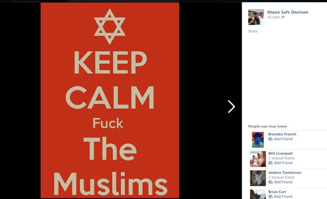 Shaun Davison posting a racist picture