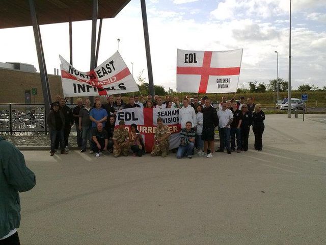 Questionable photo where North East EDL pose with military soldiers