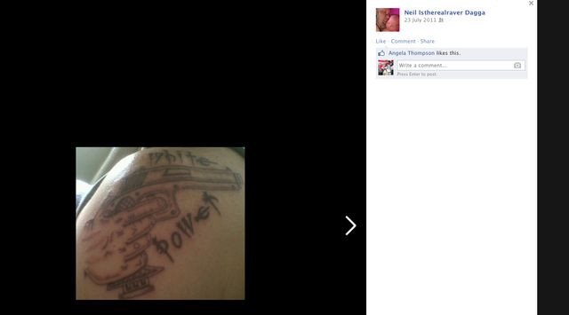 Neil's White power tattoo