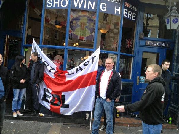 North East EDL outside a pub called the Rose and Crown