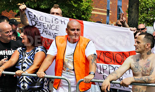 EDL flag, Ashton-under-Lyne, 2013
