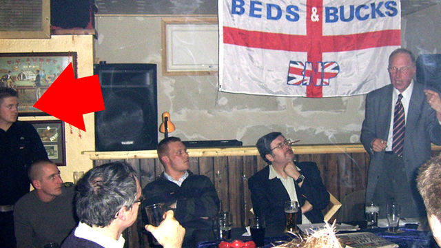 EDL leader Stephen Lennon with BNP thug Richard Edmonds