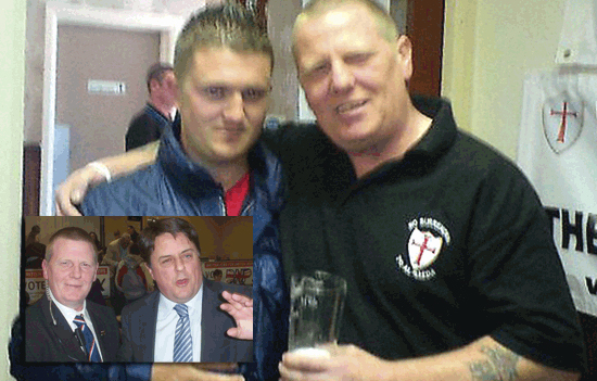 EDL leader Stephen Lennon with BNP thug Alan Spence