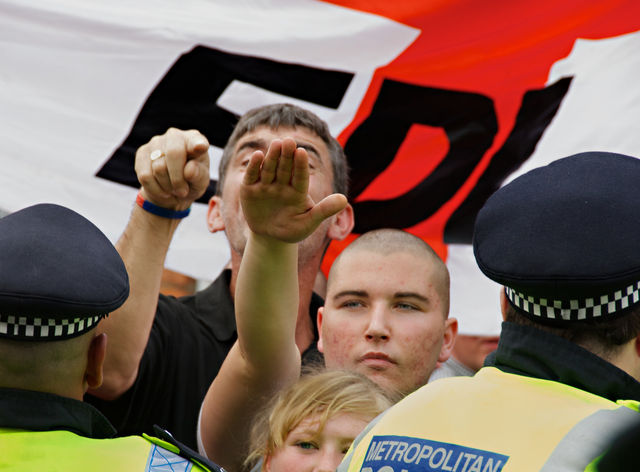 EDL in Walthamstow - Nazi salute