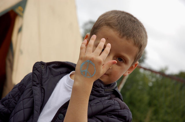 Peace symbols decorating hands...