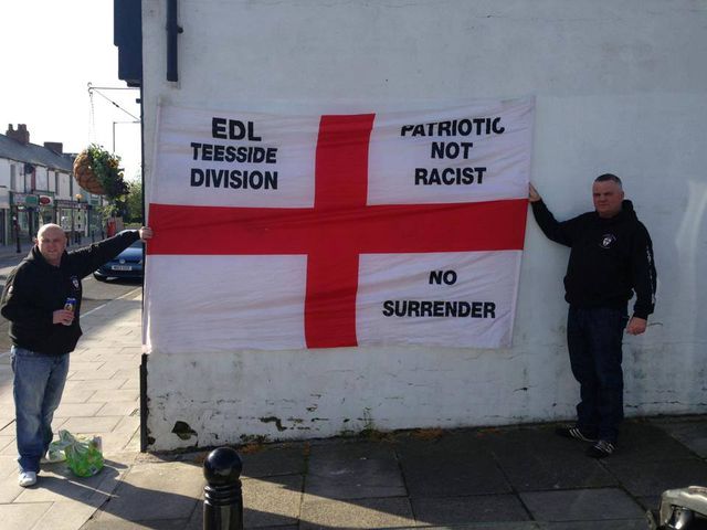 Martin Mckenzie (right) a EDL member from Stockton also attending