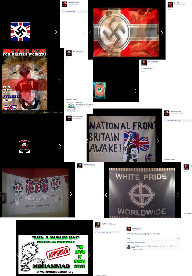 Ian Johnson's various support for nazi ideology, combat 18 and the BNP