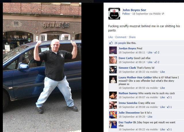 John Boyes picking on the innocent bystander outside Newcastle Crown Courts