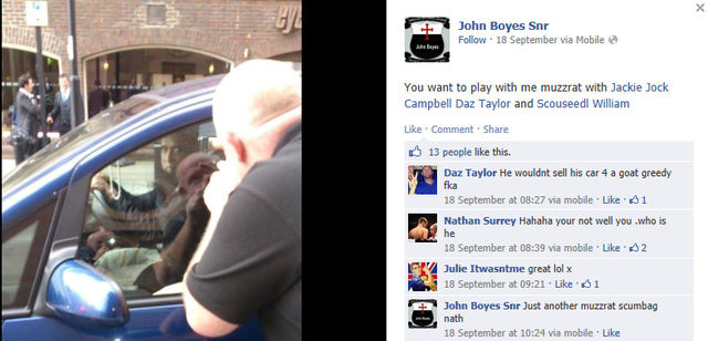 John Boyes picking on the innocent bystander outside Newcastle Crown Courts