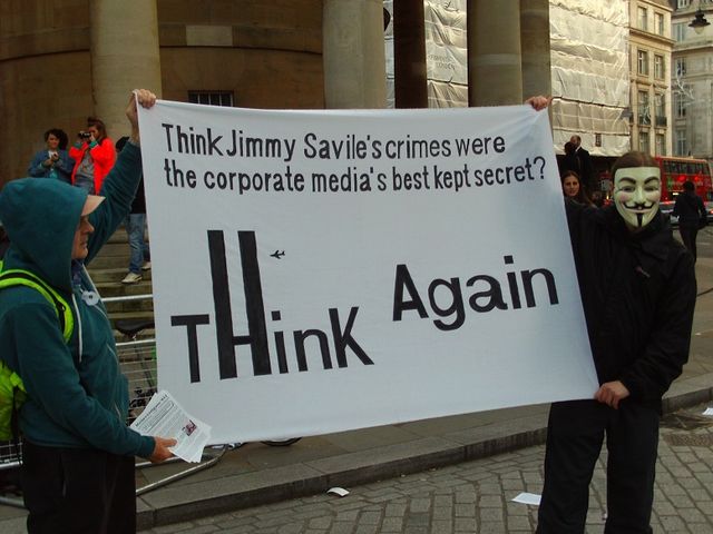 9-11 truth activists join Anonymous demo at BBC – November 2013