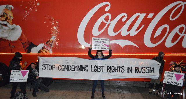 Photo of anti-Coca-Cola demo for Russian LGBTQ+ rights