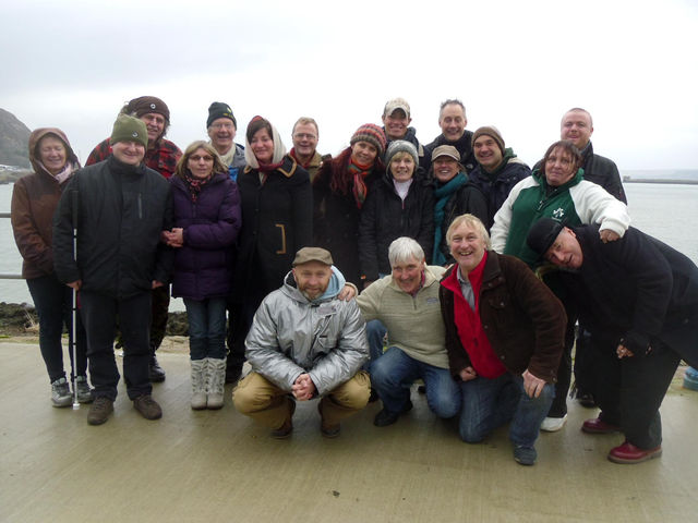The Irish visitors pictured with Chelsea Manning's family at Fishguard Sunday
