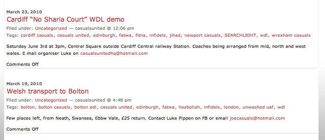 Luke Pippen organising Casuals United to attend EDL demos