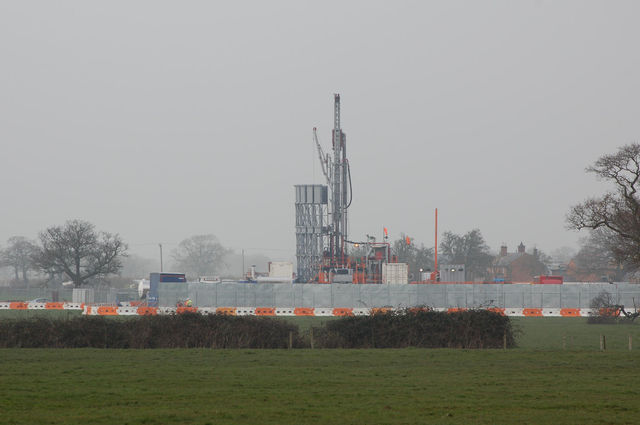 First view of the Farndon test drilling site across the fields