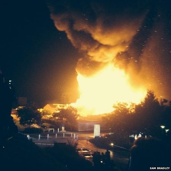 burning GSK building in Nottingham