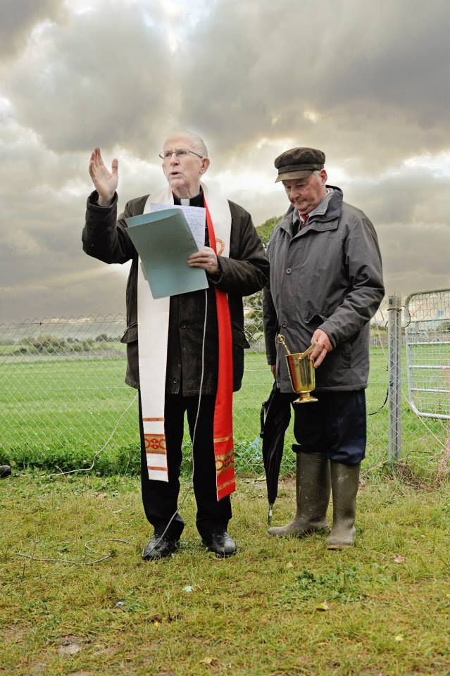 Priest blesses Glin hare coursing venue in Co. limerick, Ireland