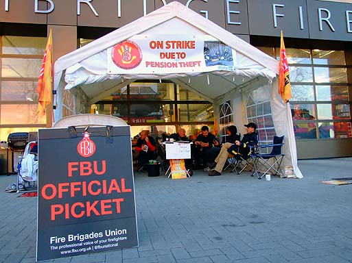 The FBU Picket outside Parkside Fire Station.